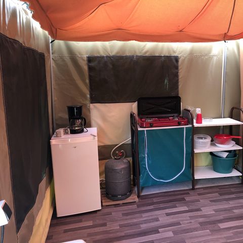 Zelt 4 personen - Zeltbungalow Karibik 20m² mit Terrasse 10.5m² - ohne Sanitäranlagen 2 Zimmer 4 pers.