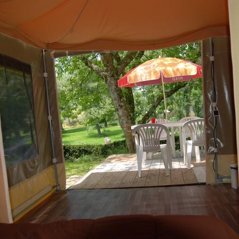 Zelt 4 personen - Zeltbungalow Karibik 20m² mit Terrasse 10.5m² - ohne Sanitäranlagen 2 Zimmer 4 pers.