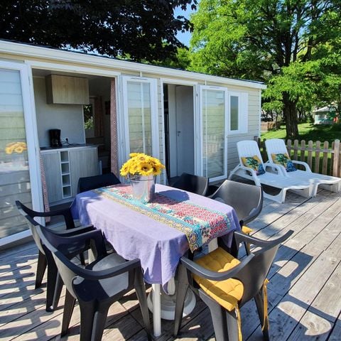Stacaravan 4 personen - Stacaravan Evolution 45m² (24m²+21m² terras)- 2 kamers 4 pers
