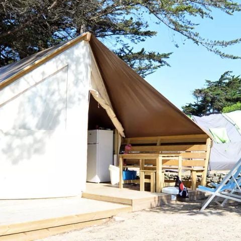 Tente en toile et en bois 4 personnes - Tente Lodge 3 Pièces 4 Personnes Sans Sanitaire
