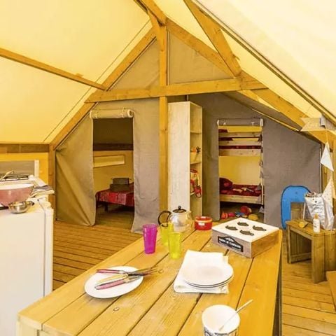 Canvas and wooden tent 4 persons - Lodge Tent 3 Rooms 4 People Without Sanitary Facilities