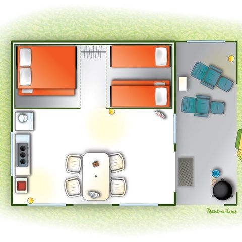 Tent 4 persons - Ciela Nature tent - 2 bedrooms (without sanitary facilities)
