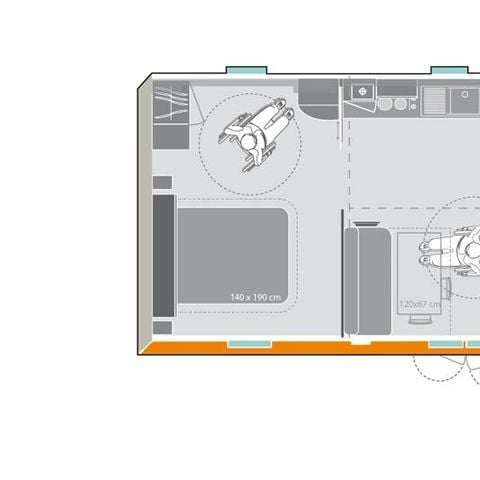 Mobilheim 4 Personen - Mobil Home PMR geeignet für Menschen mit eingeschränkter Mobilität (2 Zimmer)