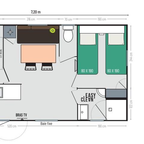 Mobile home 4 persons - Riviera Sunêlia Prestige 2 bedrooms