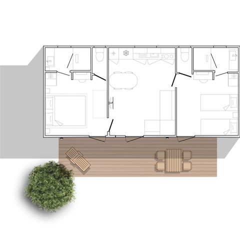 Mobilheim 4 Personen - L'Oiseau Blanc Sunêlia Luxe 2 Schlafzimmer - 2 Bäder