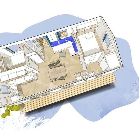 Stacaravan 4 personen - 2 slaapkamers BAHIA