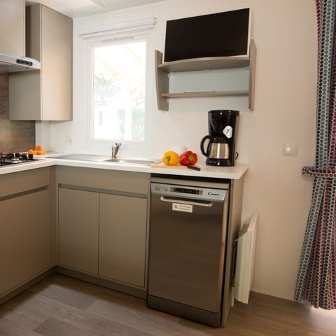 Stacaravan 6 personen - 2 kamers voor 4 volwassenen en 2 kinderen,