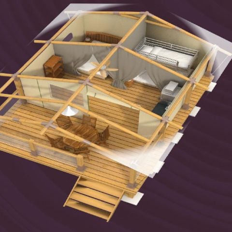Tente en toile et en bois 5 personnes - SAFARI (Sans sanitaires)