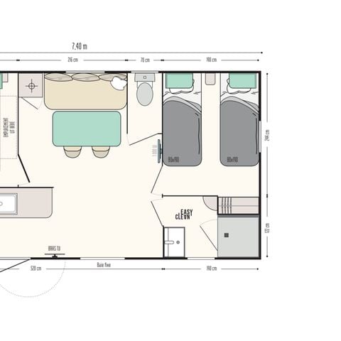 Mobile home 5 persons - Premium - 2bed - covered terrace - CLIM + TV