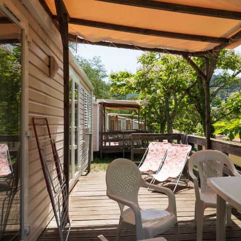 Stacaravan 6 personen - Standaard 32m² - 3 kamers - Half overdekt terras