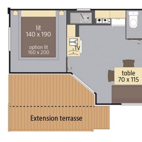 Stacaravan 4 personen - Standaard - 2bed - Half overdekt terras