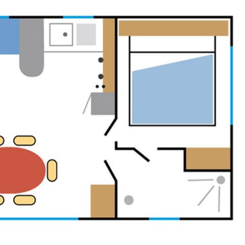 Mobilheim 6 personen - Standard 32m² - 3 Schlafräume - überdachte Terrasse