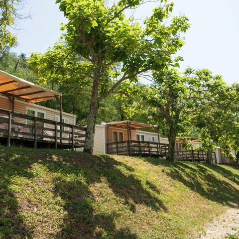 Mobilheim 6 personen - Standard 32m² - 3 Schlafräume - überdachte Terrasse - TV - Klimaanlage