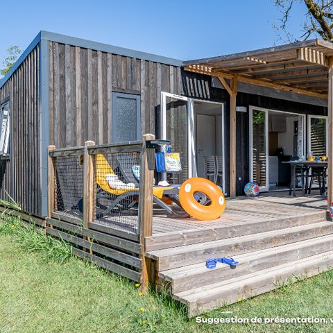 Stacaravan 4 personen - Homeflower Premium 26,5m² - 2 kamers + terras + TV + Airco + Linnen + Handdoeken