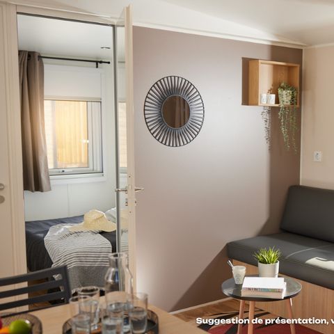 Mobilheim 4 personen - NEW // Homeflower Premium 29m²PMR (2 Schlafplätze) + Terrasse + TV + LV + Clim + Bettwäsche + Handtücher