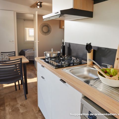 Mobilheim 4 personen - NEW // Homeflower Premium 29m²PMR (2 Schlafplätze) + Terrasse + TV + LV + Clim + Bettwäsche + Handtücher