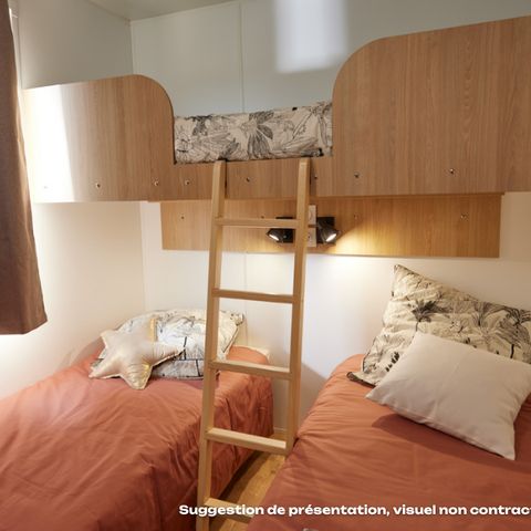 Mobilheim 4 personen - NEW // Homeflower Premium 29m²PMR (2 Schlafplätze) + Terrasse + TV + LV + Clim + Bettwäsche + Handtücher