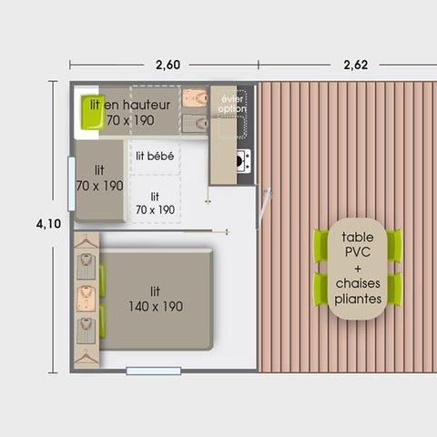 Bungalowzelt 5 personen - (Ohne Sanitäranlagen, ohne Wasser)