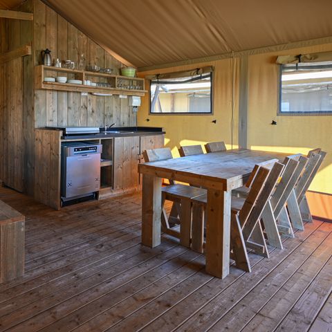 Tente en toile et en bois 6 personnes - Tente safari Grimaud