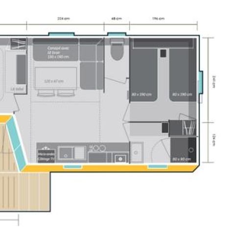 MOBILHOME 5 personnes - MH2 Premium+ climatisé
