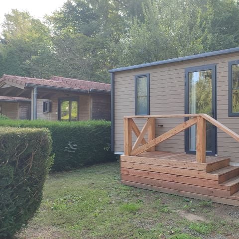 MOBILHOME 4 personnes - Cottage Ohara Côté Jardin Premium 30m² - 2 chambres + Terrasse semi couverte + Clim  - Vue forêt