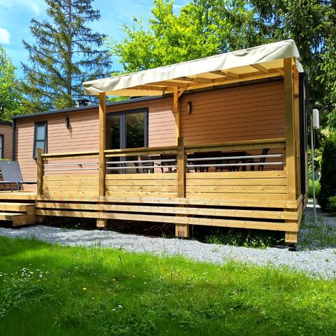 Stacaravan 6 personen - Cottage Ohara Côté Jardin Premium - 36m² - 3 kamers + Half overdekt terras + TV + LV + Uitzicht op het bos 6 personen