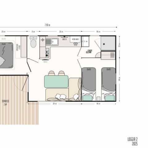 Mobilheim 4 personen - NEW// Mobilheim Loggia Confort 32m² - 4 Personen + Integrierte überdachte Terrasse + TV+ Bett160 4 Pers.