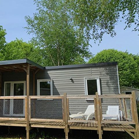 Mobilheim 6 Personen - Comfort XL | 3 Schlafz. | 6 Pers. | Erhöhte Terrasse | Klimaanlage