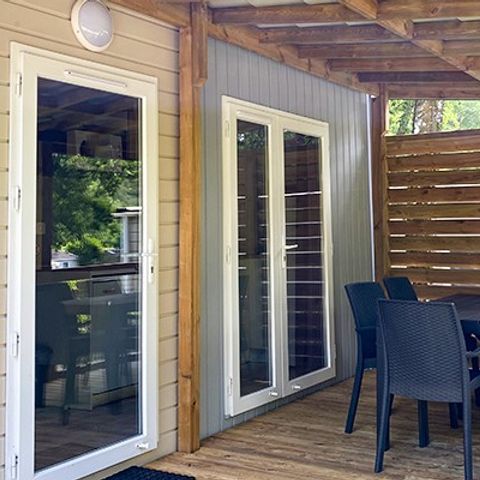 Mobilheim 6 Personen - Premium | 3 Zi. | 6 Pers. | Erhöhte Terrasse | Klima.