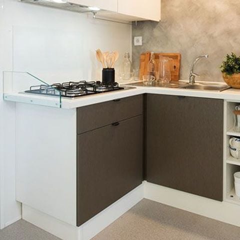 Mobilheim 6 Personen - Premium | 3 Zi. | 6 Pers. | Erhöhte Terrasse | 2 Bäder | Klim.