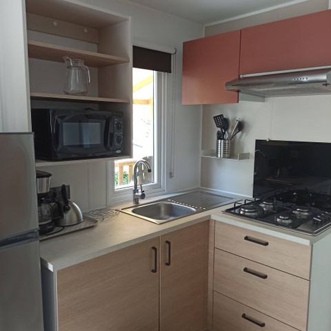 Mobilheim 6 Personen - Comfort | 3 Schlafz. | 6 Pers. | Erhöhte Terrasse | Klimaanlage