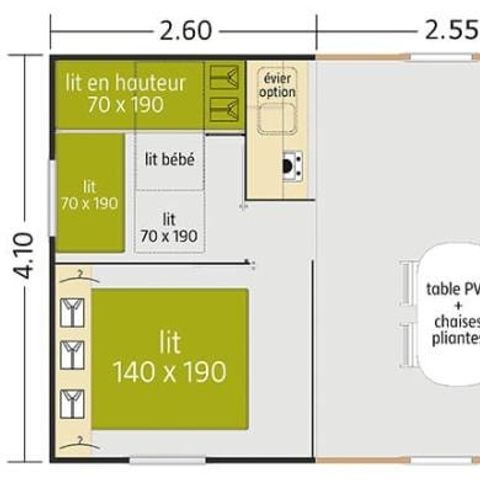 Bungalow 4 Personen - LODGE ohne Sanitäranlagen