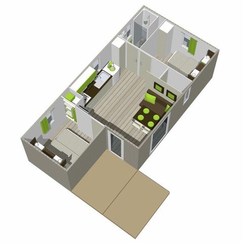 Stacaravan 6 personen - WOONHUIS 2 slaapkamers 4/6 pers.