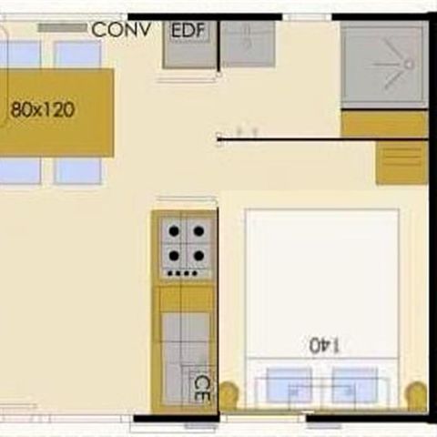 MOBILHOME 4 personnes - MODULO 1 chambre 2/4 pers. 