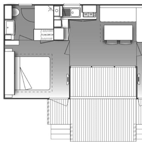 Mobilheim 4 Personen - DER KLIMATISIERTE INNENHOF