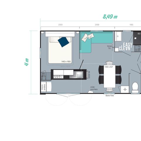 Mobilheim 6 Personen - LE RIVIERA CLIMATISE 3 Schlafzimmer