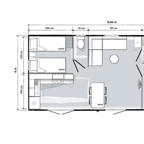 Mobilheim 4 Personen - DAS COTTAGE MIT 2 SCHLAFZIMMERN UND KLIMAANLAGE + GESCHIRRSPÜLER