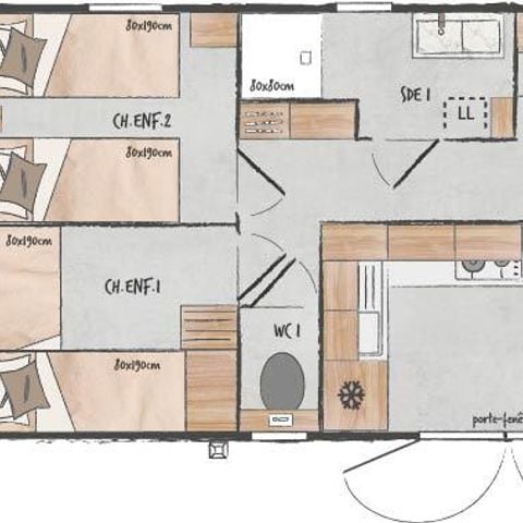 BUNGALOW 6 personnes - SELENIA PREMIUM - 6 Pers - 3 chambres - 2 salles de bains - Draps et serviettes inclus