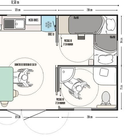 CASA MOBILE 5 persone - PRIVILEGE PMR - 5 Pers - 2 adulti - 3 bambini - 2 camere da letto