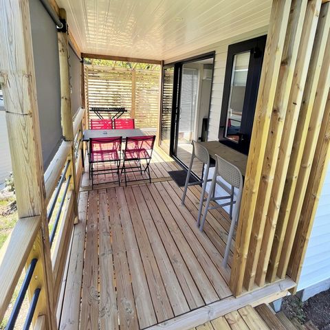 Mobile home 4 persons - Living Confort 27m² 2 bedrooms + integrated covered terrace + air conditioning + TV