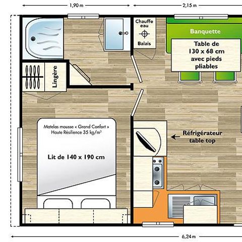 Mobilheim 4 Personen - CONFORT+