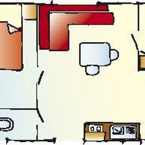 STACARAVAN 5 personen - MH2 CONFORT + 20 m² halfoverdekt terras