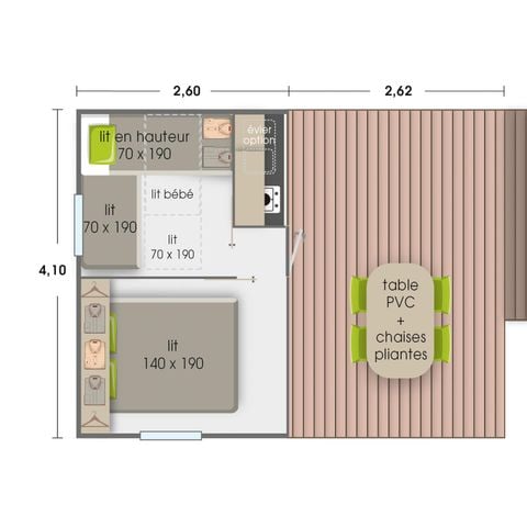 Canvas bungalow 5 persons - TITHOME without sanitary facilities 26 sqm