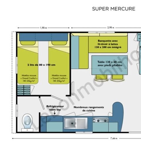 Mobilheim 5 Personen - hoher Komfort überdachte Terrasse