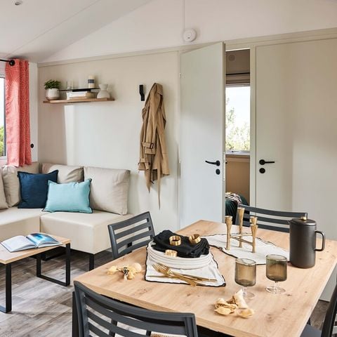 Mobilheim 4 Personen - Mobilheim Premium 29m² Bahia - 2 Schlafzimmer + überdachte Terrasse + TV + LV + KLIMAANLAGE 4 pers.