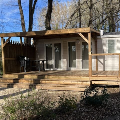 MOBILHOME 6 personnes - Confort 32m² Malaga - 3 chambres + Terrasse couverte, clim, TV, Lave-vaisselle