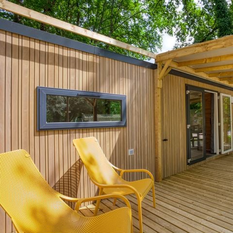 Mobilheim 4 Personen - Premium 33m² Bali - 2 Schlafzimmer + Überdachte Terrasse+LV+TV+CLIM