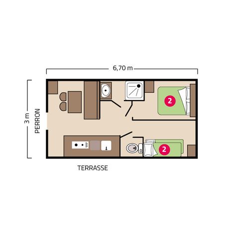 Allogi 4 persone - Caravan per 4 persone (area pedonale)