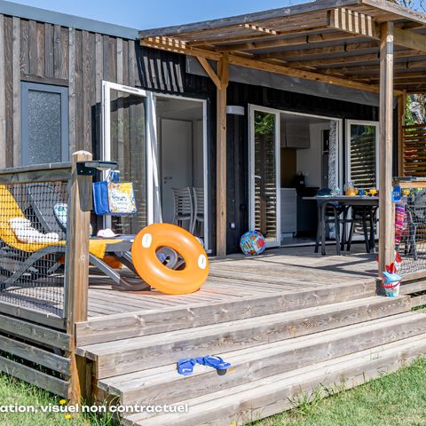 Mobile home 4 persons - NEW // Homeflower Premium CLIM 29m² (2 bedrooms) + semi-covered terrace + TV + linen + towels 4 pers.