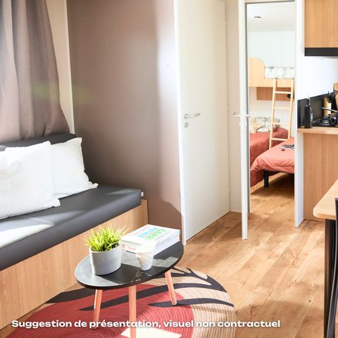 MOBILHOME 6 personnes - Homeflower Premium 30,5m² (3 chambres) + CLIM + terrasse semi-couverte + TV + draps + serviettes